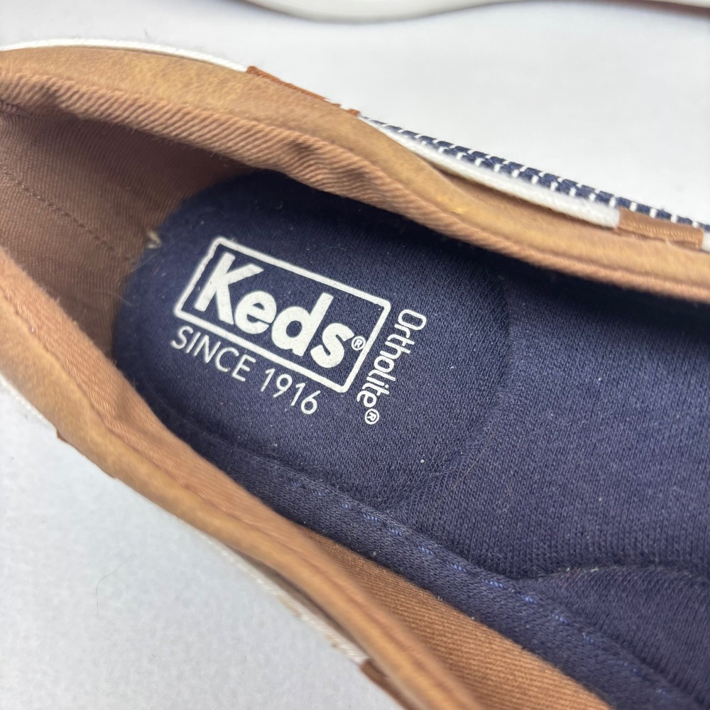 Keds Coastal Nautical Boat Shoes Blue White Striped Canvas Preppy Comfort Sz 8 - Picture 7 of 11